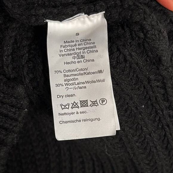 Madewell Small Black Mockneck Side Button Pullover Sweater Cotton Wool Womens - Picture 7 of 8